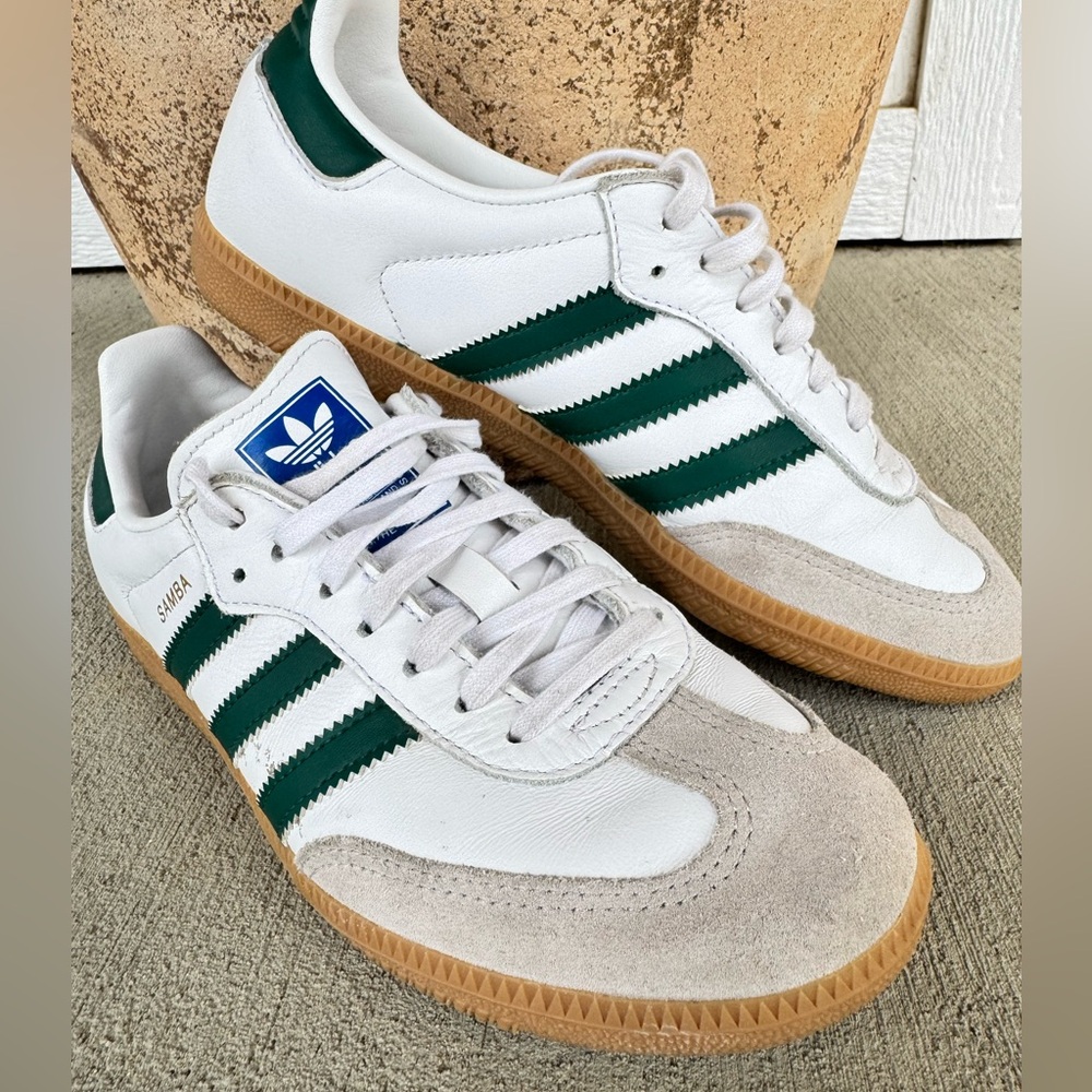 Adidas Samba White Green Gum Sneakers Youth 5 Women’s 6-6.5
